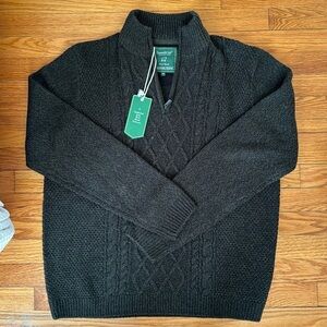 Emerald Isle Knitwear Kinsale Irish Wool Sweater-Barbour Green